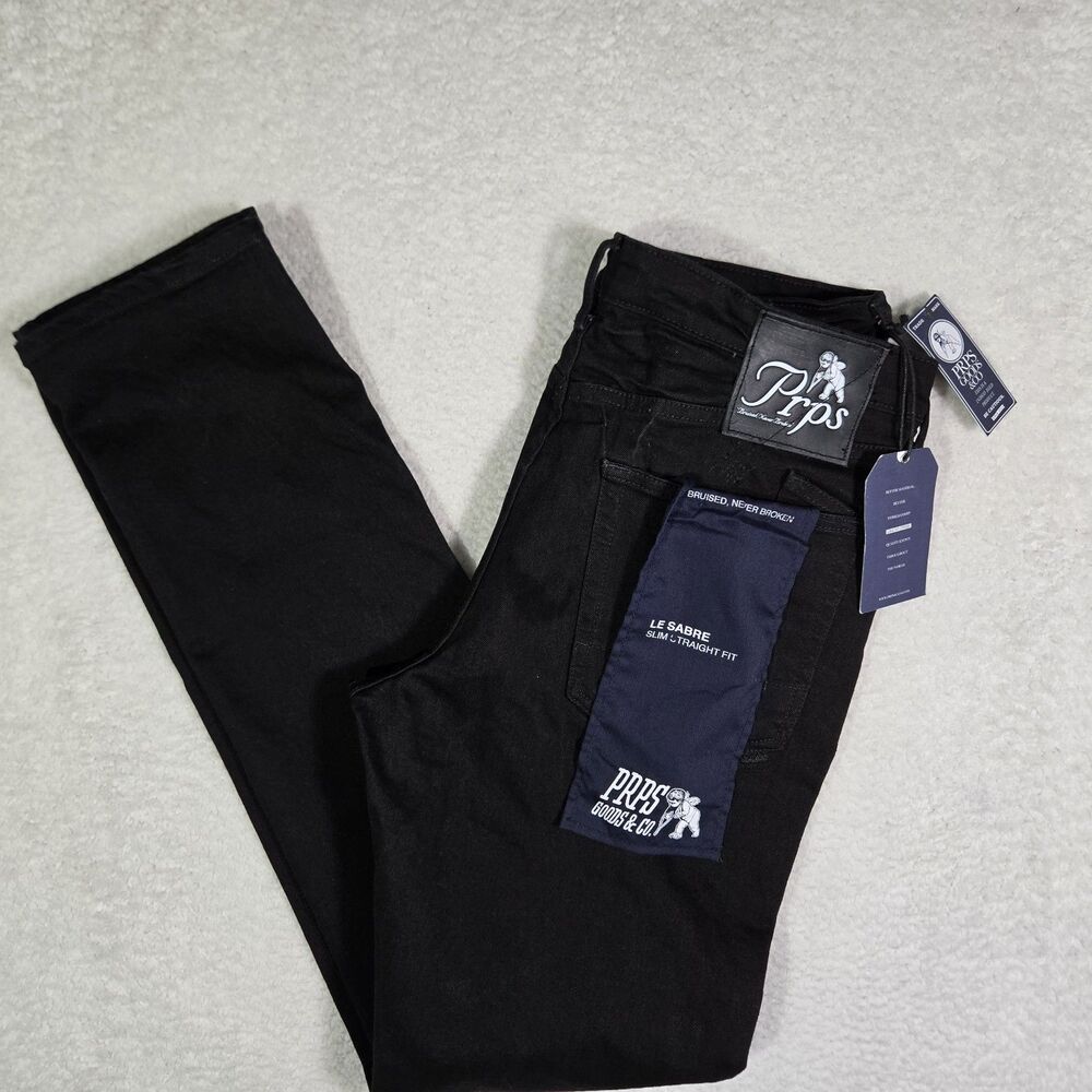 PRPS Le Sabre Jeans Slim Straight Fit Mens Size 34x34 Japanese Denim Black